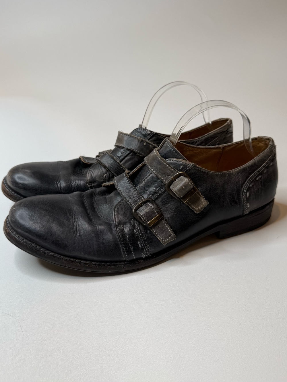 Bed Stu Men’s Double Monk Distressed Leather Loafer Dress Shoes Size 12